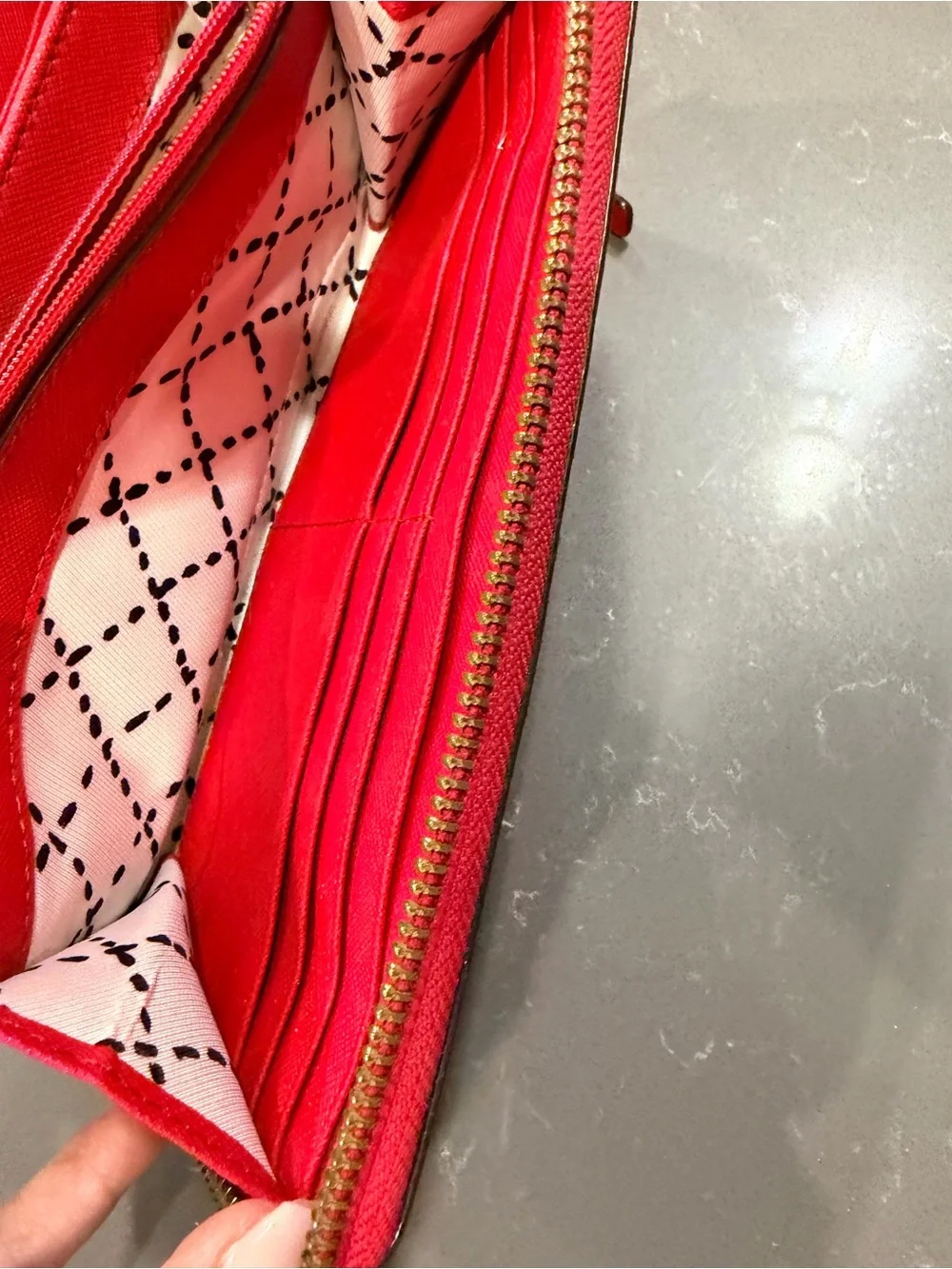 kate spade Red Zip Wallet with Gold Logo